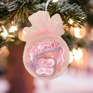 Breast Cancer Awareness Ornament Diorama Girlfriends Support Each Other Pink